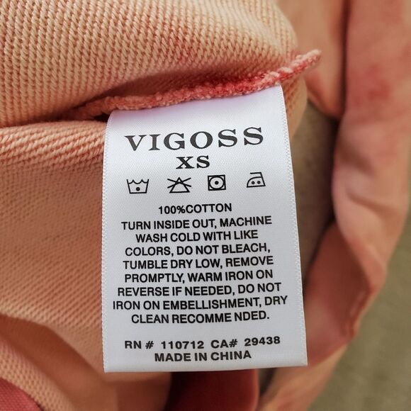 Vigoss Acid Wash Cotton Sweatshirt size XS in Peach - NEW - Picture 10 of 10